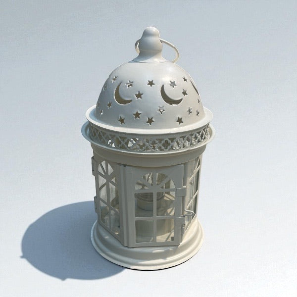FAROL REDONDO BLANCO DE CARTON CON LUZ CALIDA 12*12*21CM